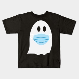 Halloween ghost wearing Blue surgical mask Kids T-Shirt